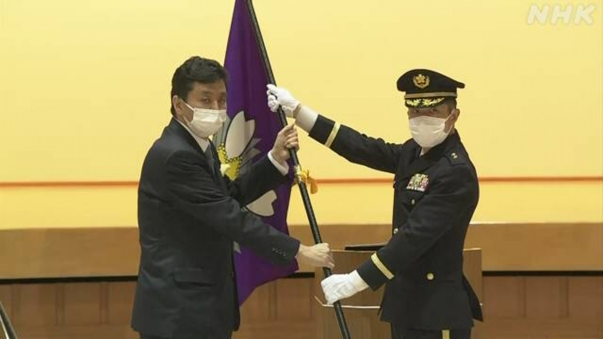 Bộ trưởng phòng vệ Kishi Nobuo trong Lễ ra mắt (ảnh NHK)