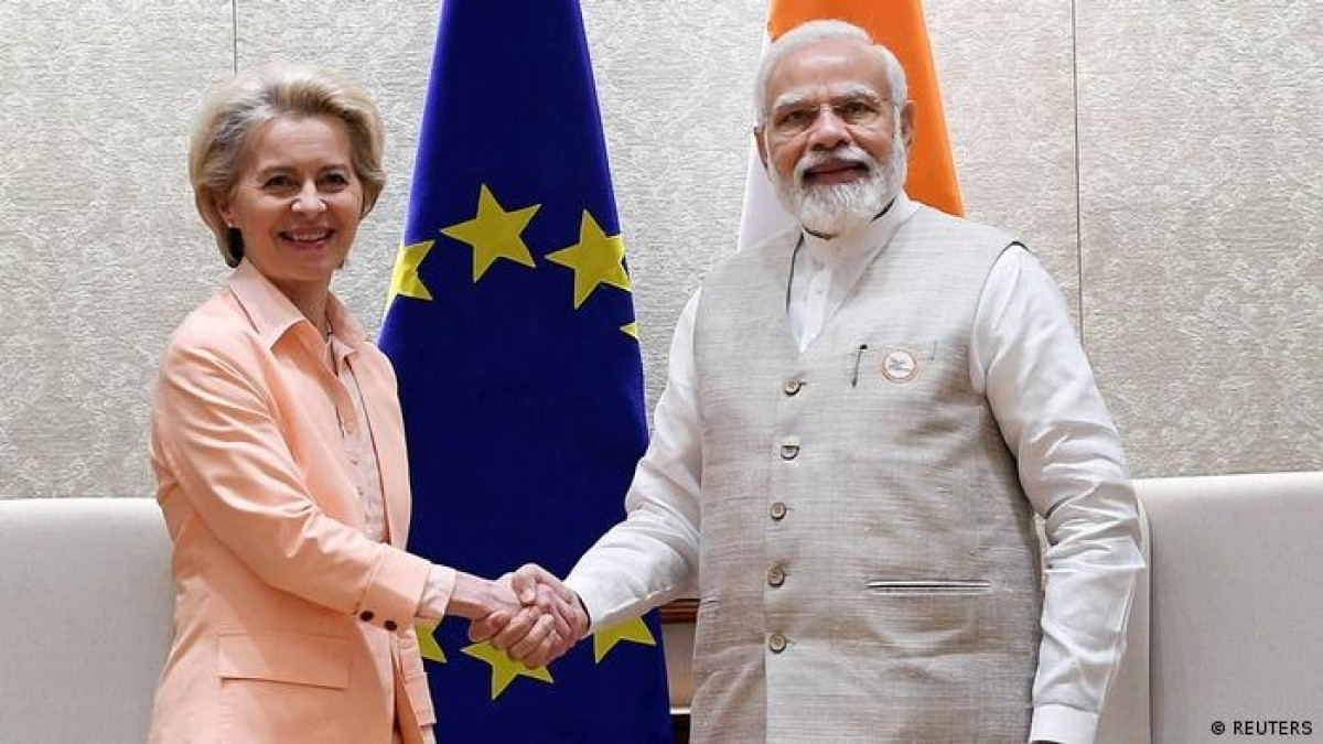Quan chức EU - bà Leyen và Thủ tướng Ấn Độ Modi. Ảnh: Reuters.