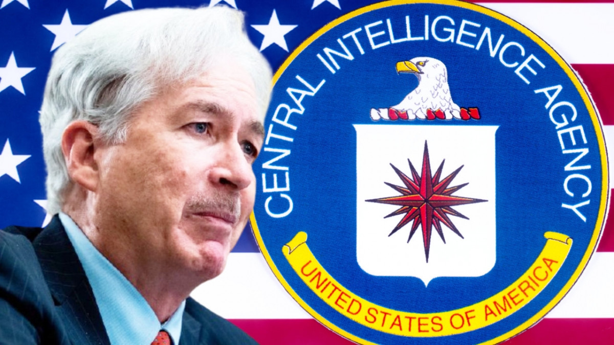 Chân dung Giám đốc CIA William Burns bên cạnh logo CIA. Ảnh: CFX Magazine.