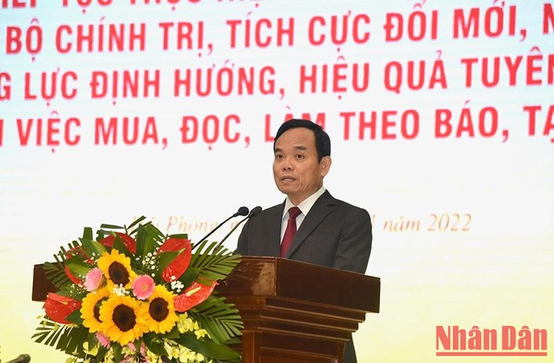 Bí thư Thành ủy Hải Phòng Trần Lưu Quang phát biểu tại Hội nghị