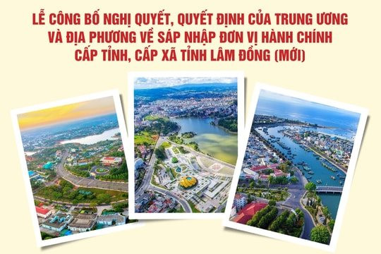 Hôm nay (30/6), công bố nghị quyết, quyết định sáp nhập ĐVHC cấp tỉnh, cấp xã tỉnh Lâm Đồng mới