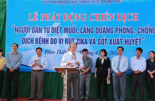 Phan Thiet launched campaign calling people to eliminate mosquitoes, mosquito larva to prevent-combat hemorrhagic fever and epidemics caused by Zika virus