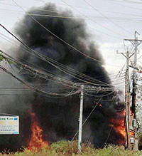 Bình điện biến áp ở Chí Công bất ngờ phát nổ