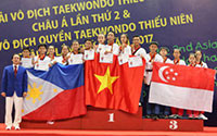 Việt Nam giành 4 HCV quyền taekwondo thiếu niên châu Á 2017