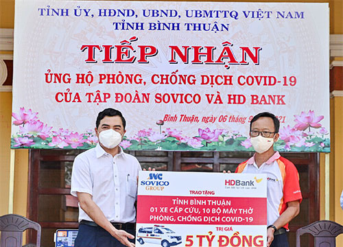 SOVICO Group, HD Bank donate 1 ambulance and 10 ventilators in support of the fight against the Covid-19 pandemic in Binh Thuan