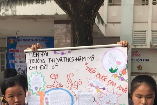 Trường TH&THCS Hàm Mỹ:
Thi vẽ tranh và làm báo tường chủ đề “Em yêu tổ quốc Việt Nam”
