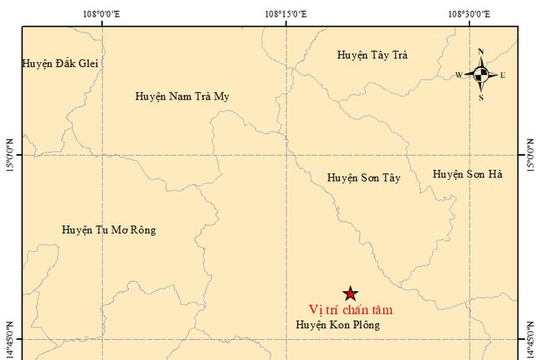 Tiếp tục xảy ra động đất có độ lớn 3,9 tại huyện Kon Plông (Kon Tum)