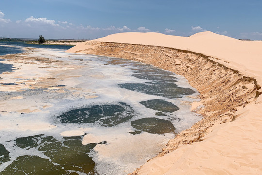 Bắc Bình: Khắc phục﻿﻿ sạt lở﻿﻿ cát tại Điểm du lịch Bàu Trắng