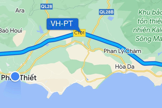 Google maps đã cập nhật lộ trình cao tốc Vĩnh Hảo - Phan Thiết