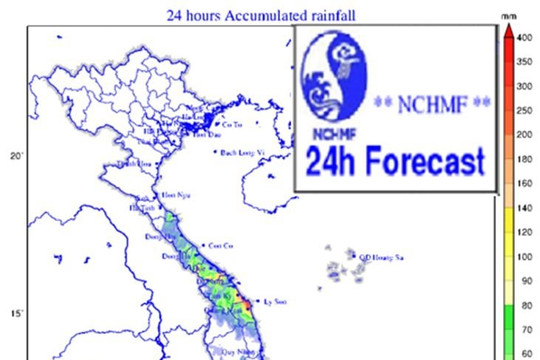 Cảnh báo mưa lớn từ khu vực nam Hà Tĩnh đến Quảng Ngãi