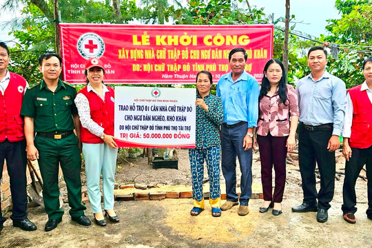 Khởi công xây nhà Chữ thập đỏ cho ngư dân nghèo ở Hàm Thuận Nam