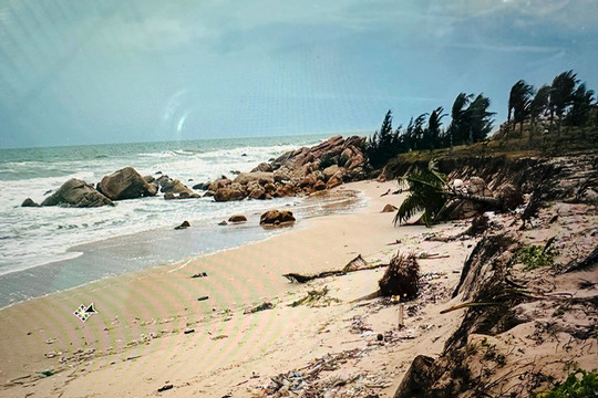 Hàm Thuận Nam:﻿ 400 m bờ biển tại thôn Kê Gà bị sóng lớn gây sạt lở