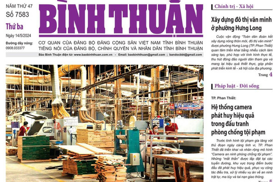 Kính mời độc giả đón đọc báo in Bình Thuận hôm nay (14/5)