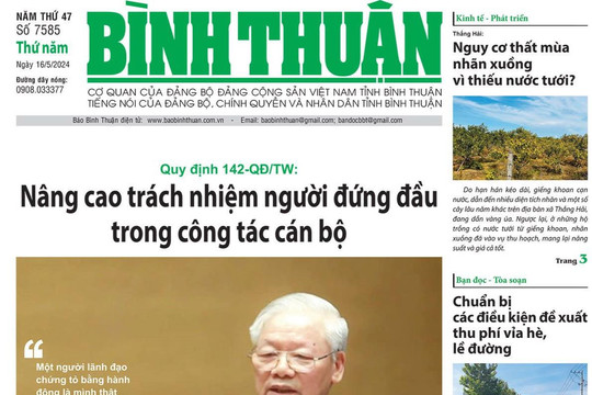 Kính mời độc giả đón đọc báo in Bình Thuận hôm nay (16/5)