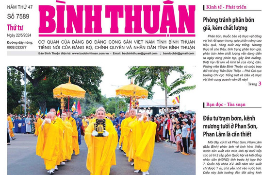 Kính mời độc giả đón đọc báo in Bình Thuận hôm nay (22/5)