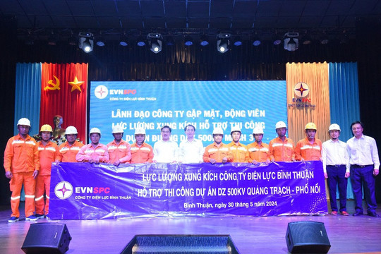 Công ty Điện lực Bình Thuận hỗ trợ nhân lực thi công dự án đường dây 500KV mạch 3 Quảng Trạch – Phố Nối