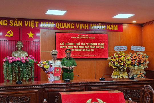 Bổ nhiệm các chức danh Thủ trưởng, Phó Thủ trưởng Cơ quan Cảnh sát điều tra các cấp trong Công an tỉnh Bình Thuận