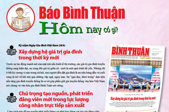 Kính mời độc giả đón đọc báo in Bình Thuận hôm nay (28/6)