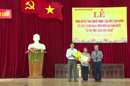 Hàm Thuận Bắc: Truy tặng danh hiệu “Bà Mẹ Việt Nam Anh hùng” cho mẹ Nguyễn Thị Sáu