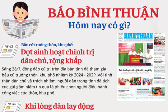 Kính mời độc giả đón đọc báo in Bình Thuận hôm nay (29/7)