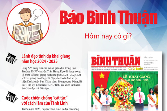 Kính mời độc giả đón đọc báo in Bình Thuận hôm nay (6/9)