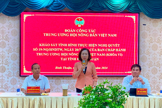 Phó Chủ tịch Trung ương Hội Nông dân Việt Nam làm việc với Hội Nông dân Bình Thuận 