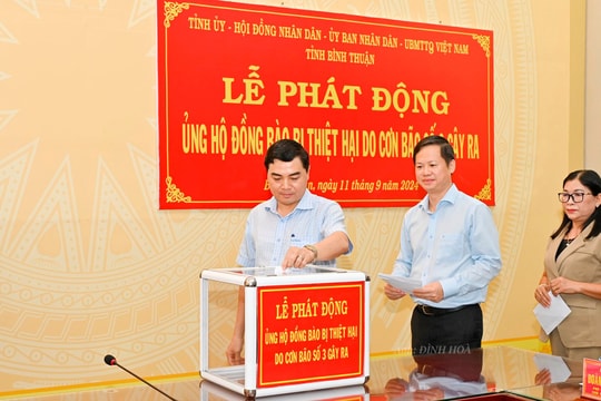 Binh Thuan raised VND 3 billion in support of people affected by typhoon Yagi