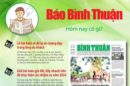 Kính mời độc giả đón đọc báo in Bình Thuận hôm nay (26/9)