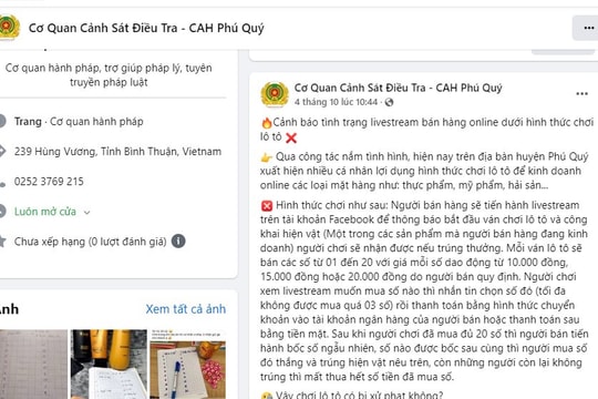 Cảnh báo bán hàng online dưới hình thức chơi lô tô trên mạng xã hội