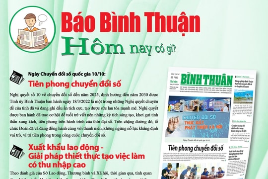 Kính mời độc giả đón đọc báo in Bình Thuận hôm nay (10/10)