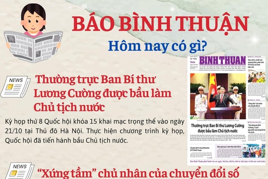 Kính mời độc giả đón đọc báo in Bình Thuận hôm nay (22/10)