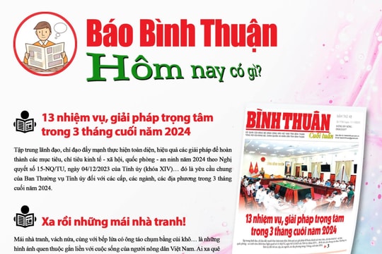 Kính mời độc giả đón đọc báo in Bình Thuận hôm nay (1/11)