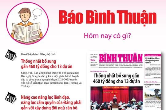 Kính mời độc giả đón đọc báo in Bình Thuận hôm nay (6/11)