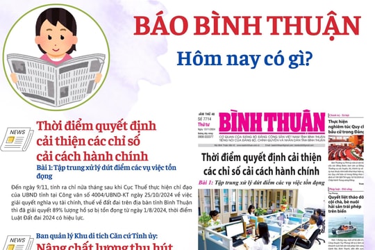 Kính mời độc giả đón đọc báo in Bình Thuận hôm nay (13/11)