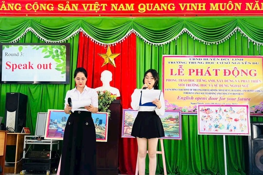 
Trường THCS Nguyễn Du (Đức Linh):
Phát động phong trào học tiếng Anh