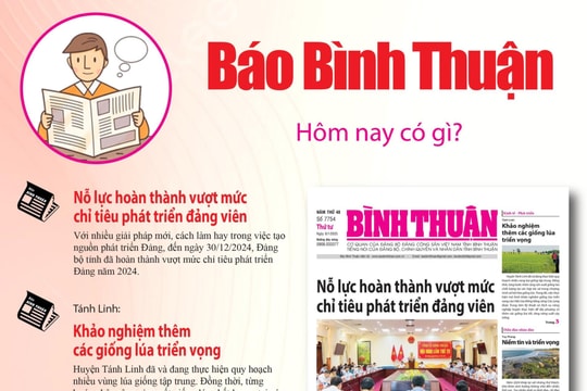 Kính mời độc giả đón đọc báo in Bình Thuận hôm nay (8/1)