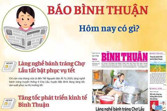 Kính mời độc giả đón đọc báo in Bình Thuận hôm nay (15/1)