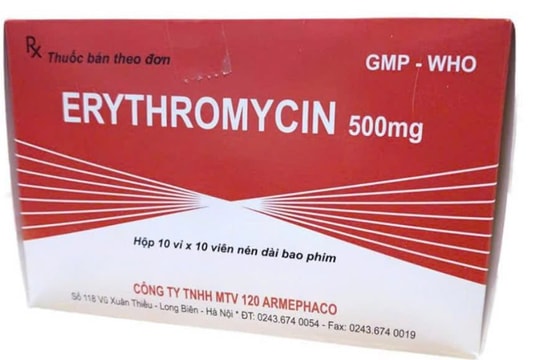 Thu hồi thuốc Erythromycin 500mg không đạt chất lượng.