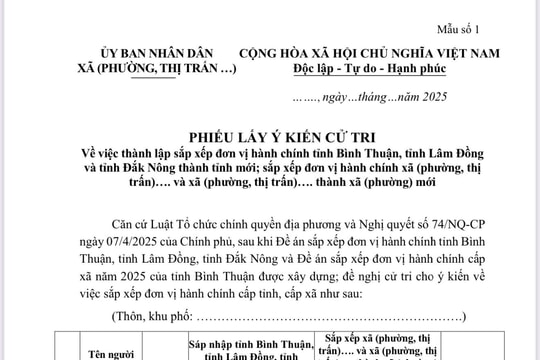 Tổ chức lấy ý kiến cử tri đại diện hộ gia đình về sắp xếp đơn vị hành chính cấp tỉnh, cấp xã