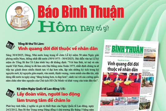 Kính mời độc giả đón đọc báo in Bình Thuận hôm nay (1/5)