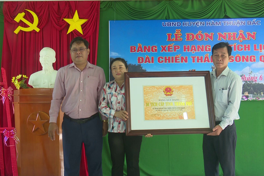 Lễ đón nhận Bằng xếp hạng di tích lịch sử cấp tỉnh Đài chiến thắng Sông Quao