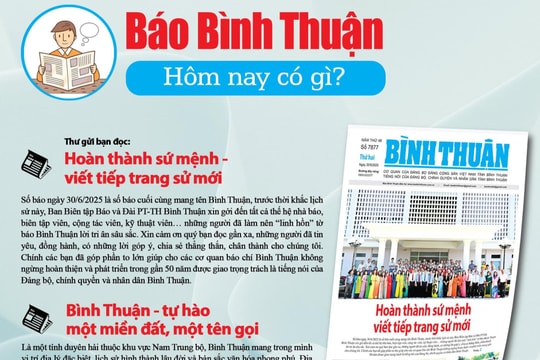 Kính mời độc giả đón đọc báo in Bình Thuận hôm nay (30/6)